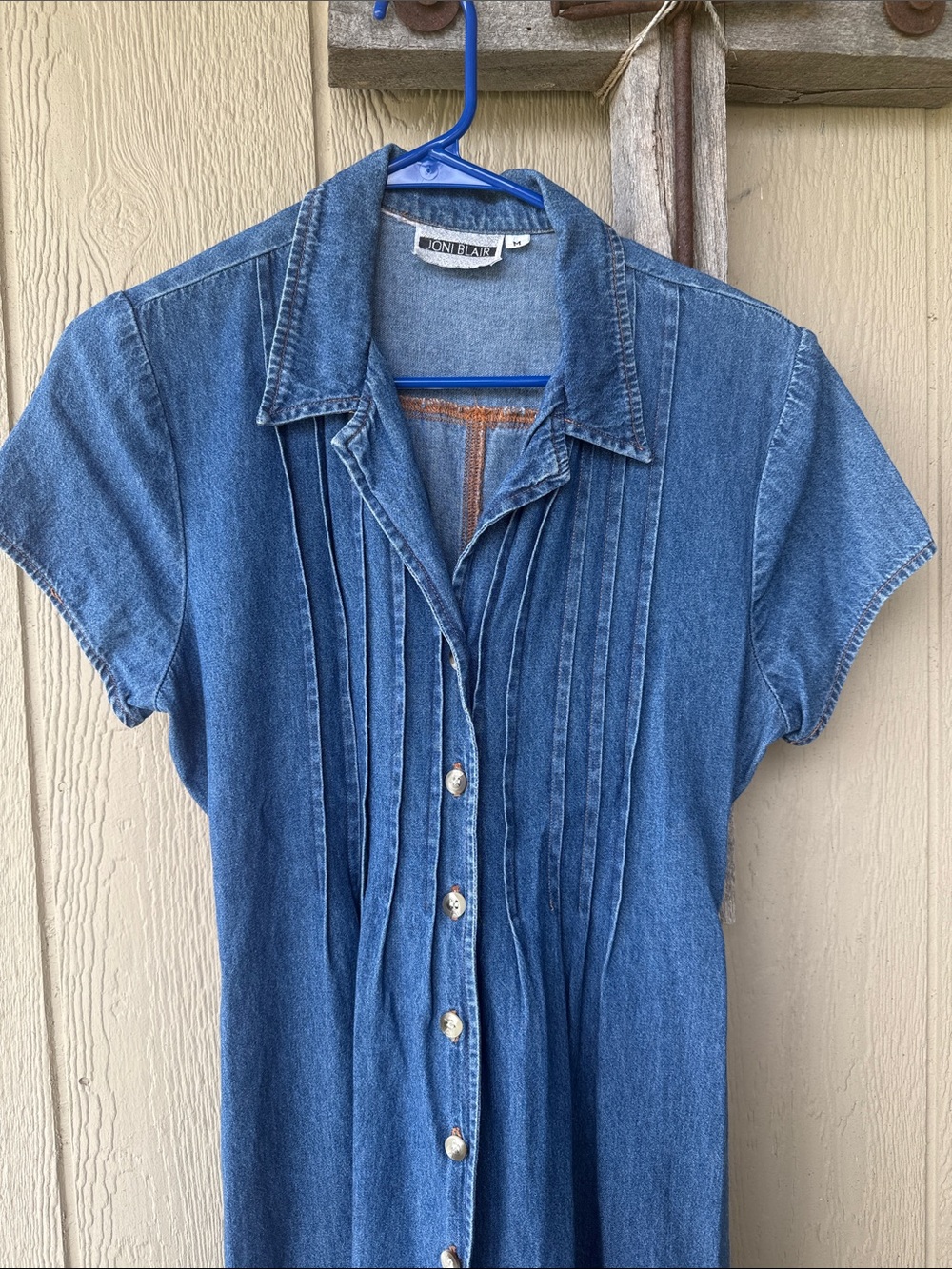 Vintage Joni Blair Denim Button-Front Maxi Dress - Blue - Picture 3 of 11
